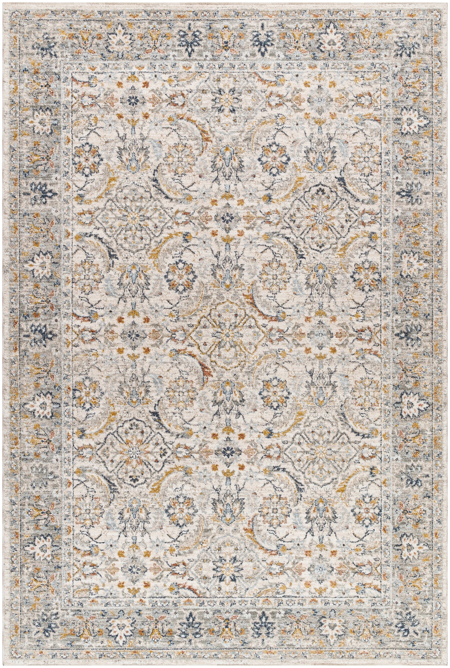 Surya Beckham Bcm-2316 Off-White, Medium Gray, Ice Blue, Charcoal, Amber, Medium Brown Rug.