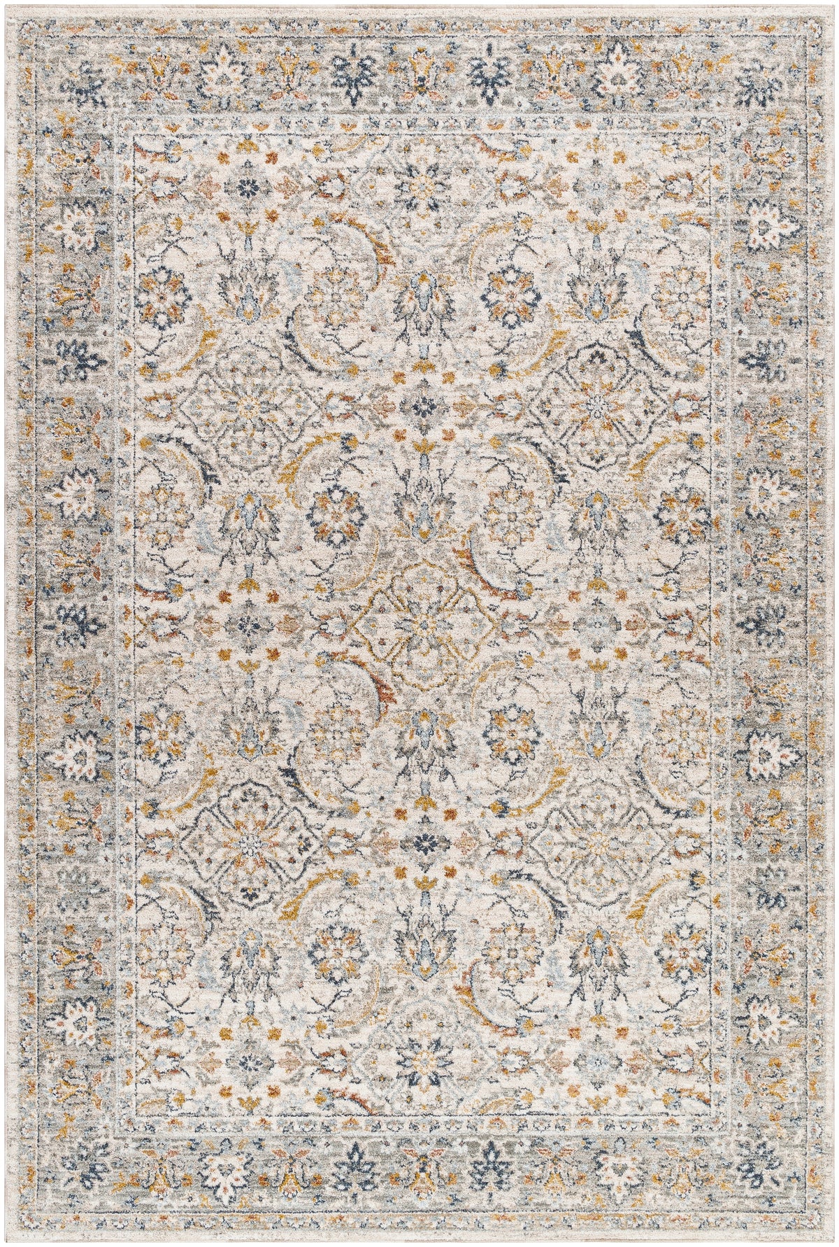 Surya Beckham Bcm-2316 Off-White, Medium Gray, Ice Blue, Charcoal, Amber, Medium Brown Rug.