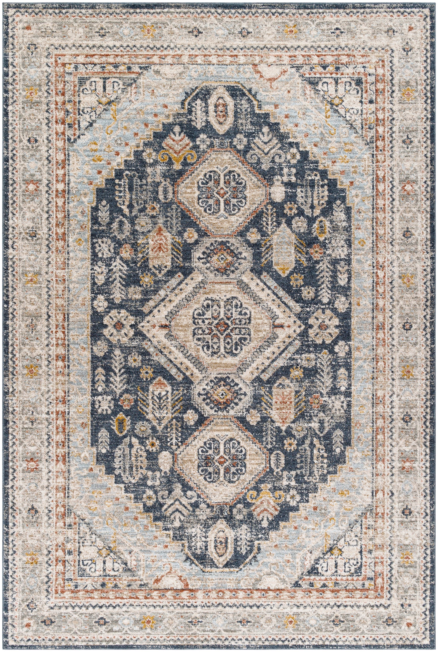 Surya Beckham Bcm-2320 Charcoal, Off-White, Light Slate, Ice Blue, Medium Brown, Amber Rug.