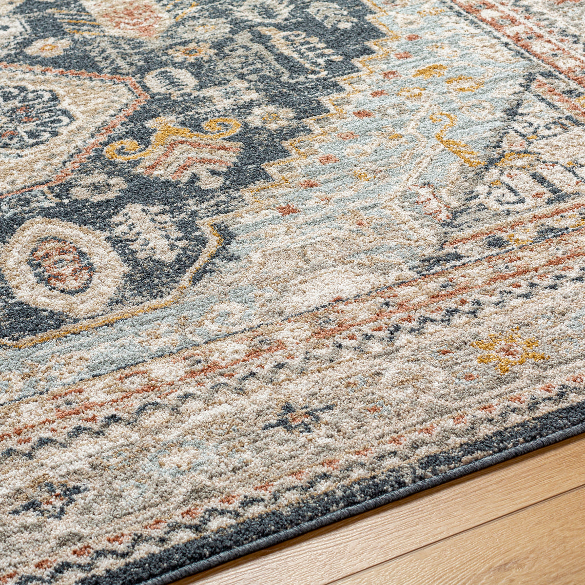 Surya Beckham Bcm-2320 Charcoal, Off-White, Light Slate, Ice Blue, Medium Brown, Amber Rug.