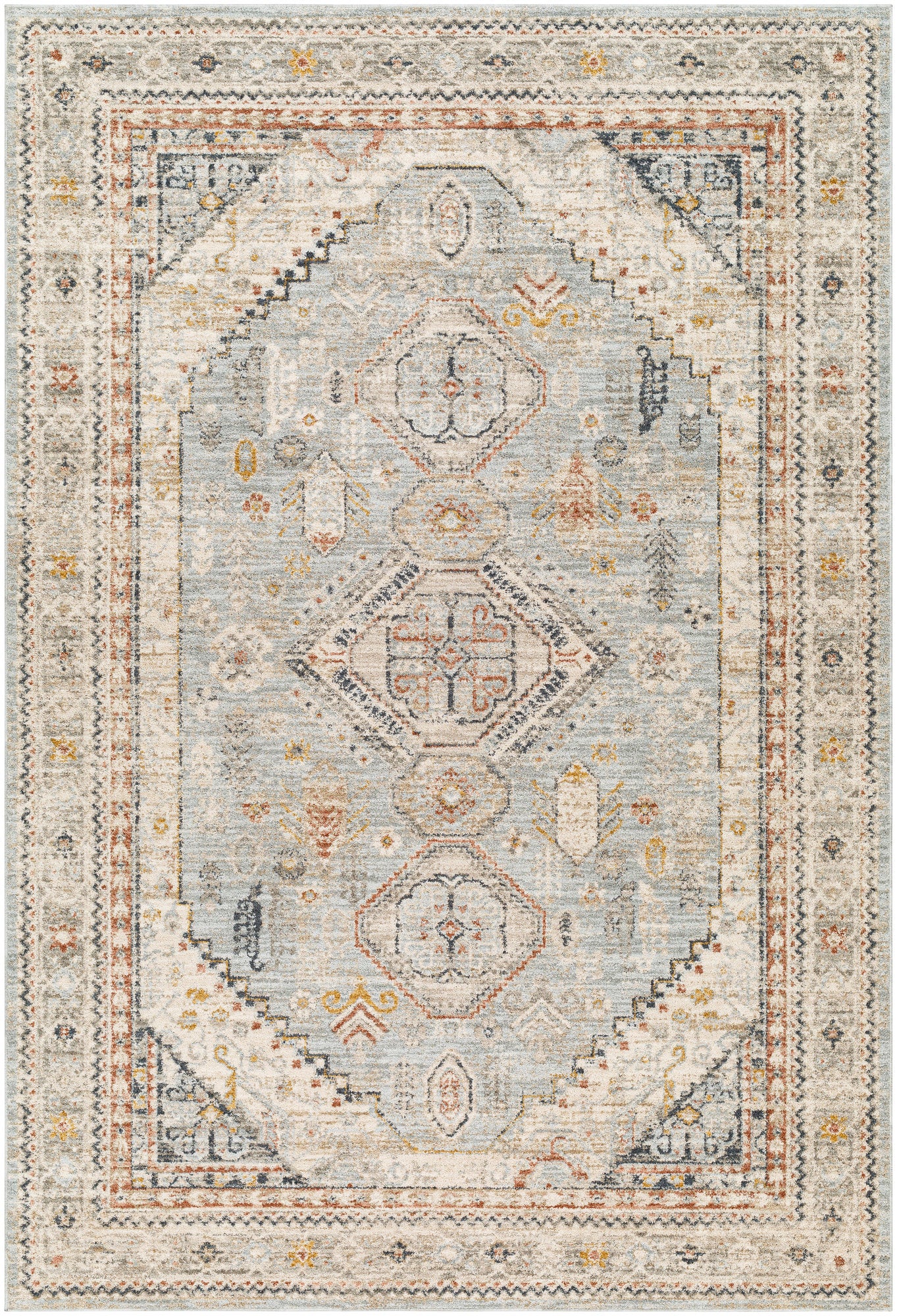 Surya Beckham Bcm-2322 Ice Blue, Off-White, Light Slate, Charcoal, Medium Brown, Amber Rug.