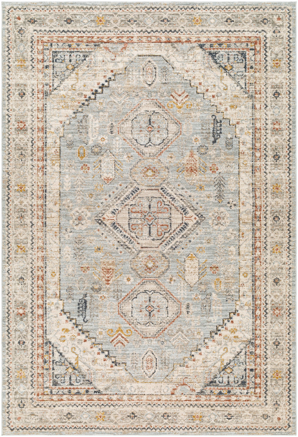 Surya Beckham Bcm-2322 Ice Blue, Off-White, Light Slate, Charcoal, Medium Brown, Amber Rug.