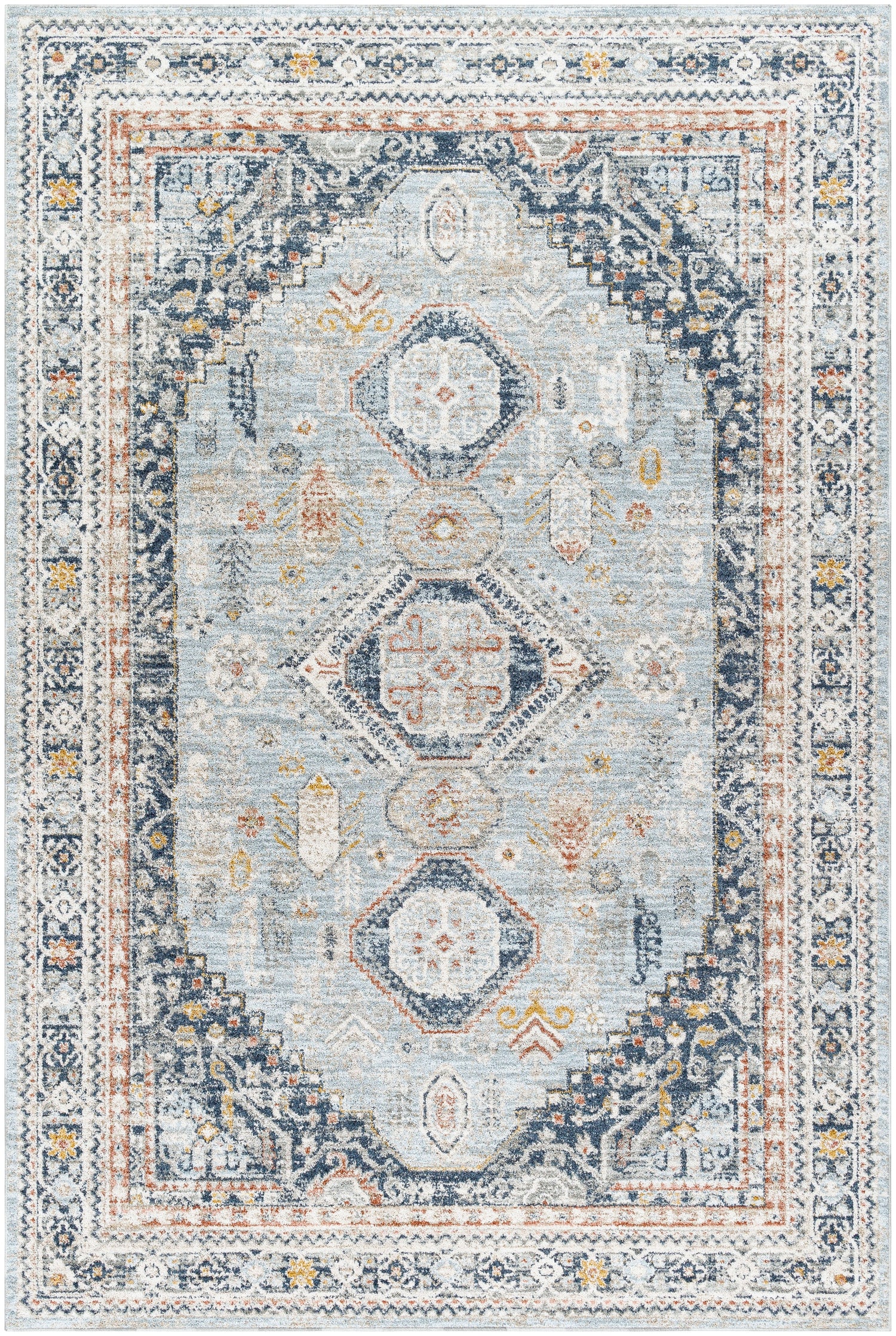 Surya Beckham Bcm-2323 Ice Blue, Off-White, Light Slate, Charcoal, Medium Brown, Amber Rug.