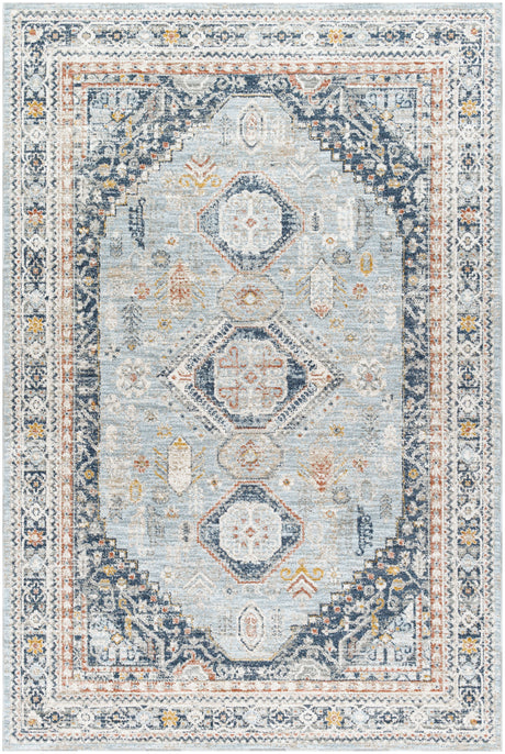 Surya Beckham Bcm-2323 Ice Blue, Off-White, Light Slate, Charcoal, Medium Brown, Amber Rug.