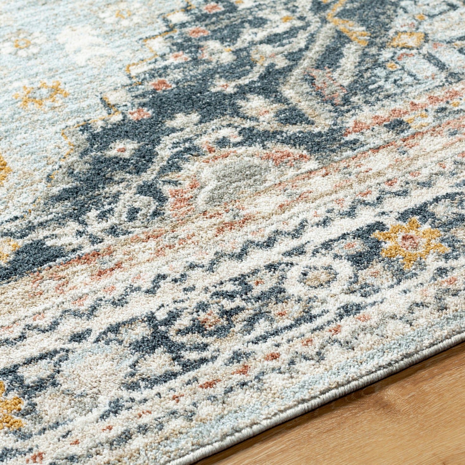 Surya Beckham Bcm-2323 Ice Blue, Off-White, Light Slate, Charcoal, Medium Brown, Amber Rug.