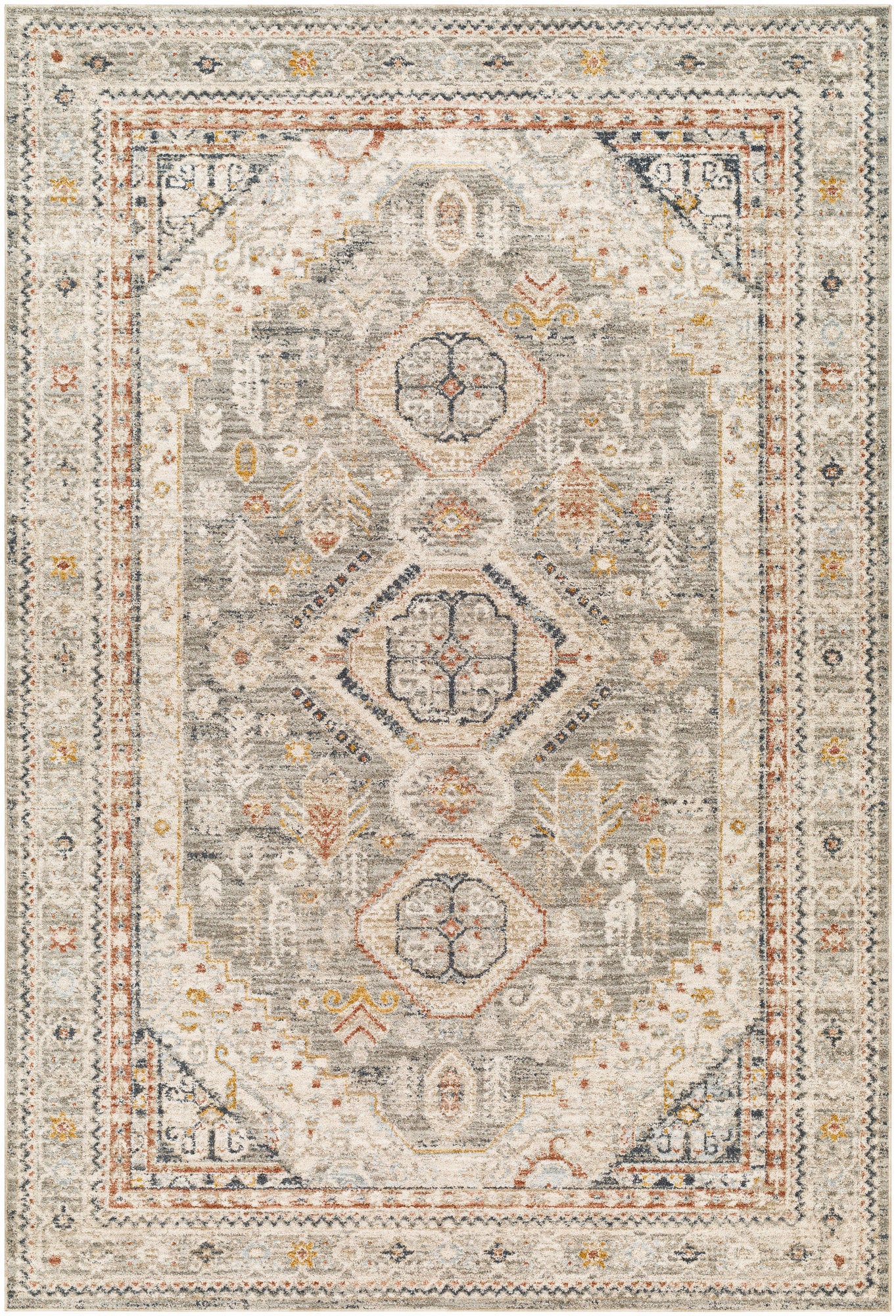 Surya Beckham Bcm-2324 Medium Gray, Off-White, Ice Blue, Charcoal, Medium Brown, Amber Rug.