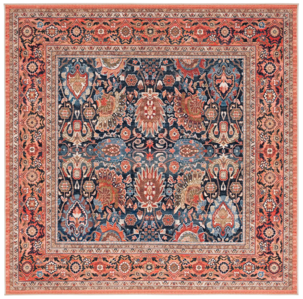 Safavieh Journey 6'-7" x 6'-7" Rug in Navy / Rust Beige