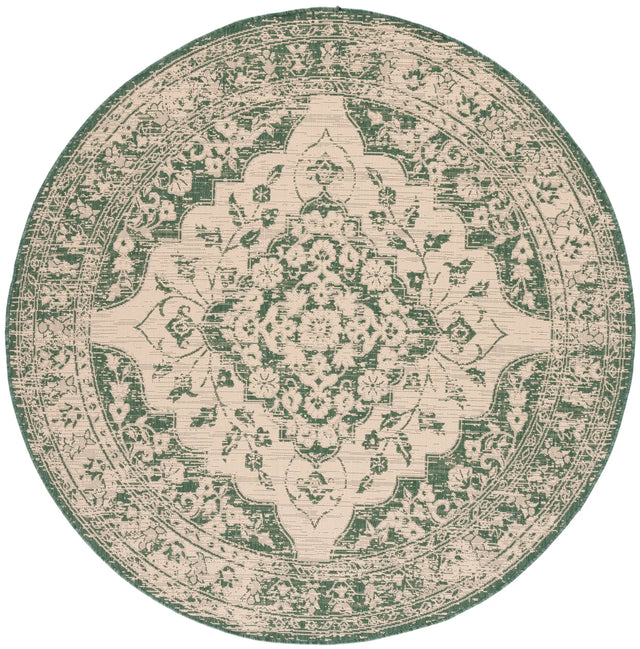 Safavieh Courtyard 6'-7" x 6'-7" Rug in Beige / Dark Green