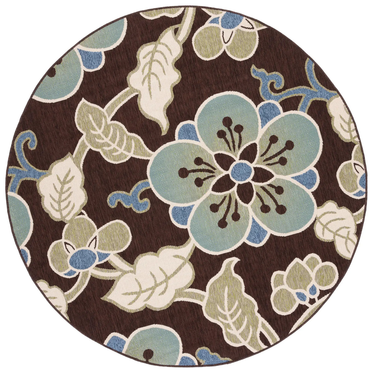 Safavieh Veranda 6'-7" x 6'-7" Rug in Chocolate / Aqua