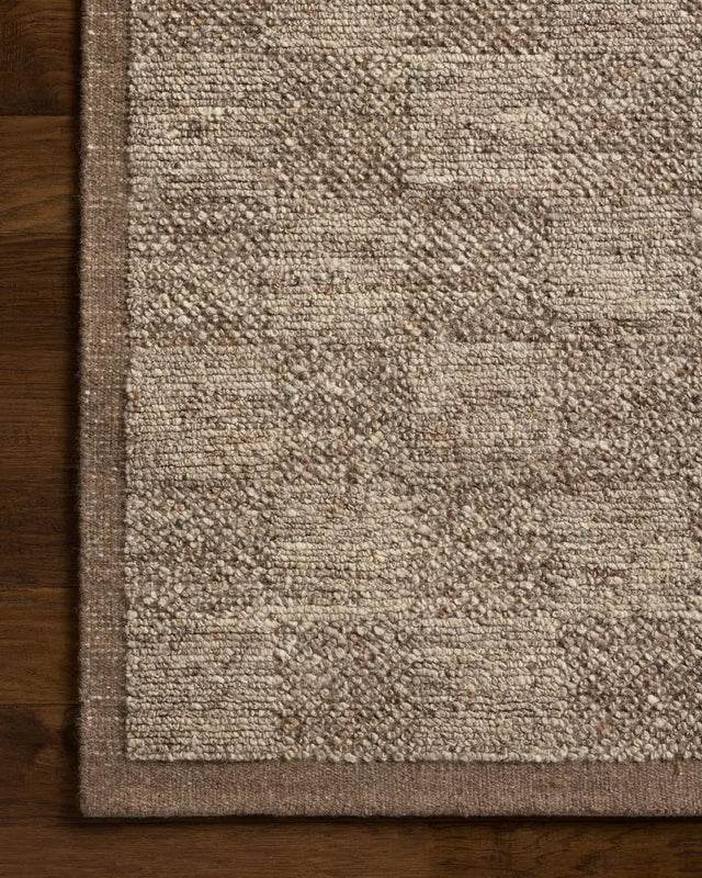 Loloi Alina ALN-01 Contemporary Hand Woven Bark Rug - corner on wood