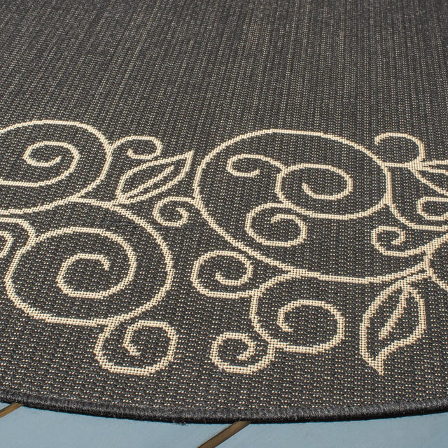 Safavieh Courtyard 6'-7" x 6'-7" Rug in Black / Beige