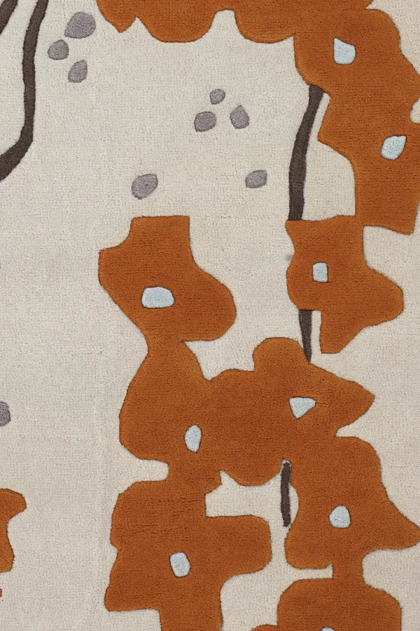 Chandra Inhabit INH-21623 White / Brown / Orange rug, close-up detail