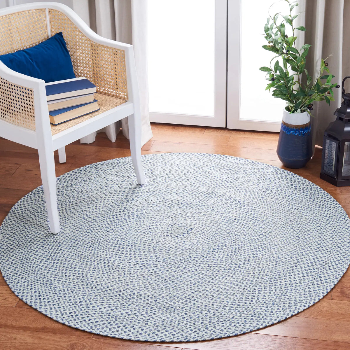 Safavieh Braided 5'-0" x 5'-0" Rug in Blue / Ivory