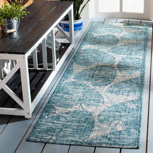 Safavieh Courtyard 2'-3" x 8'-0" Rug in Grey / Aqua