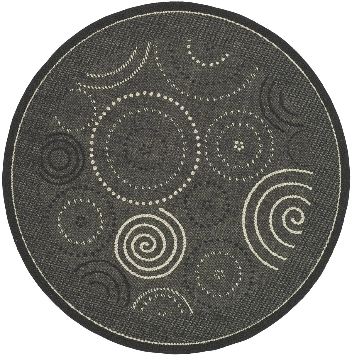 Safavieh Courtyard 5'-3" x 5'-3" Rug in Black / Sand
