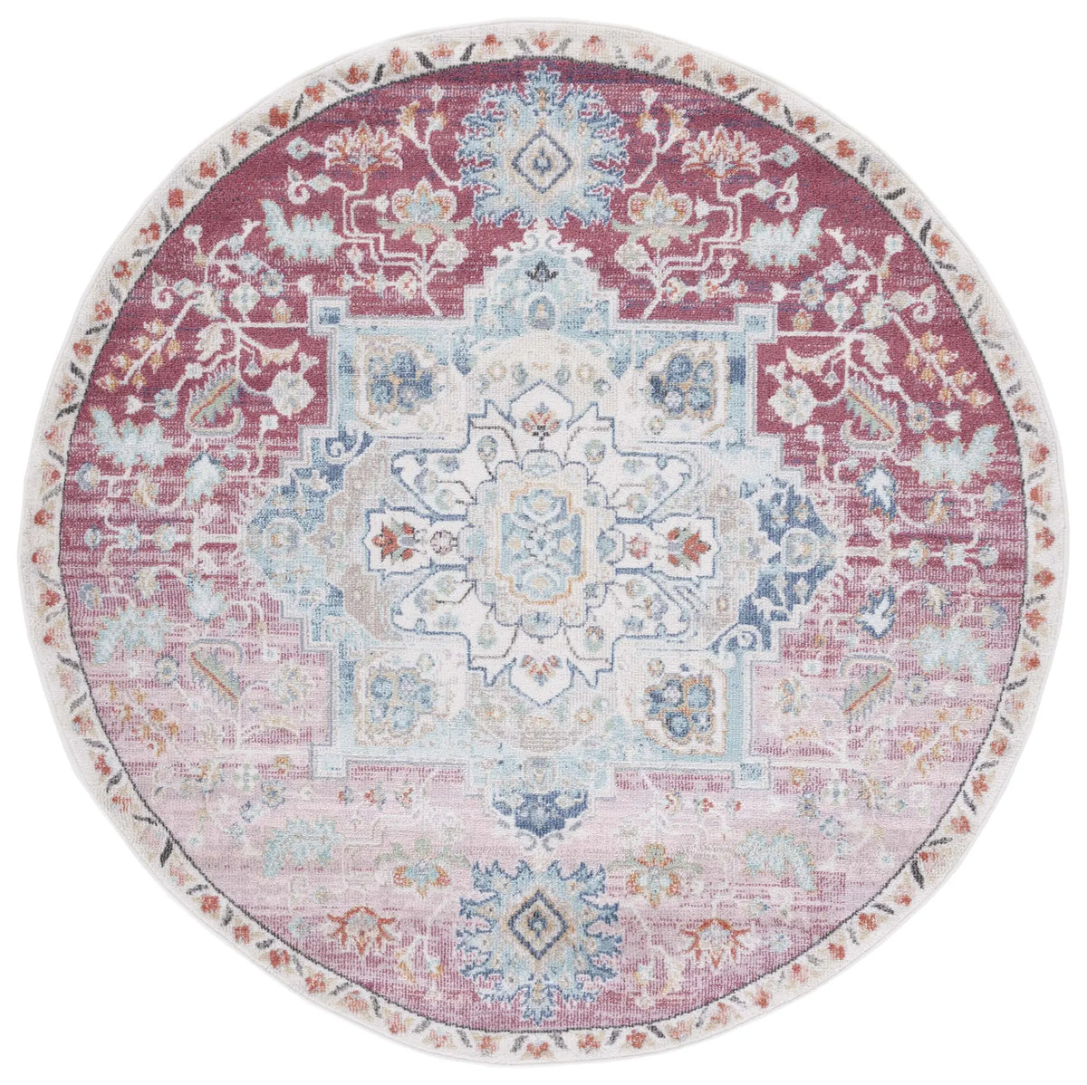 Safavieh Phoenix 500 6'-7" x 6'-7" Rug in Red / Ivory