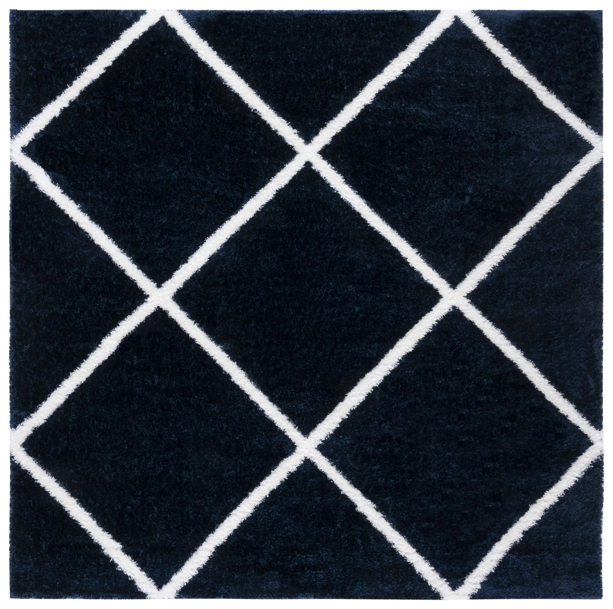 Safavieh Tahoe Shag 6'-7" x 6'-7" Rug in Navy / White