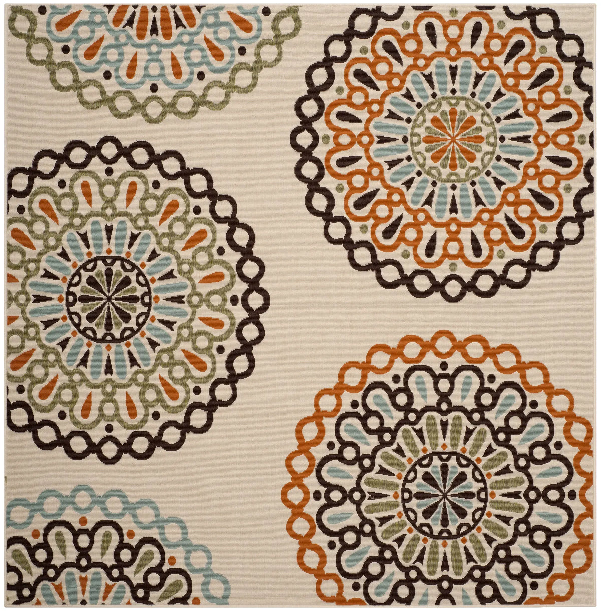 Safavieh Veranda 6'-7" x 6'-7" Rug in Cream / Terracotta