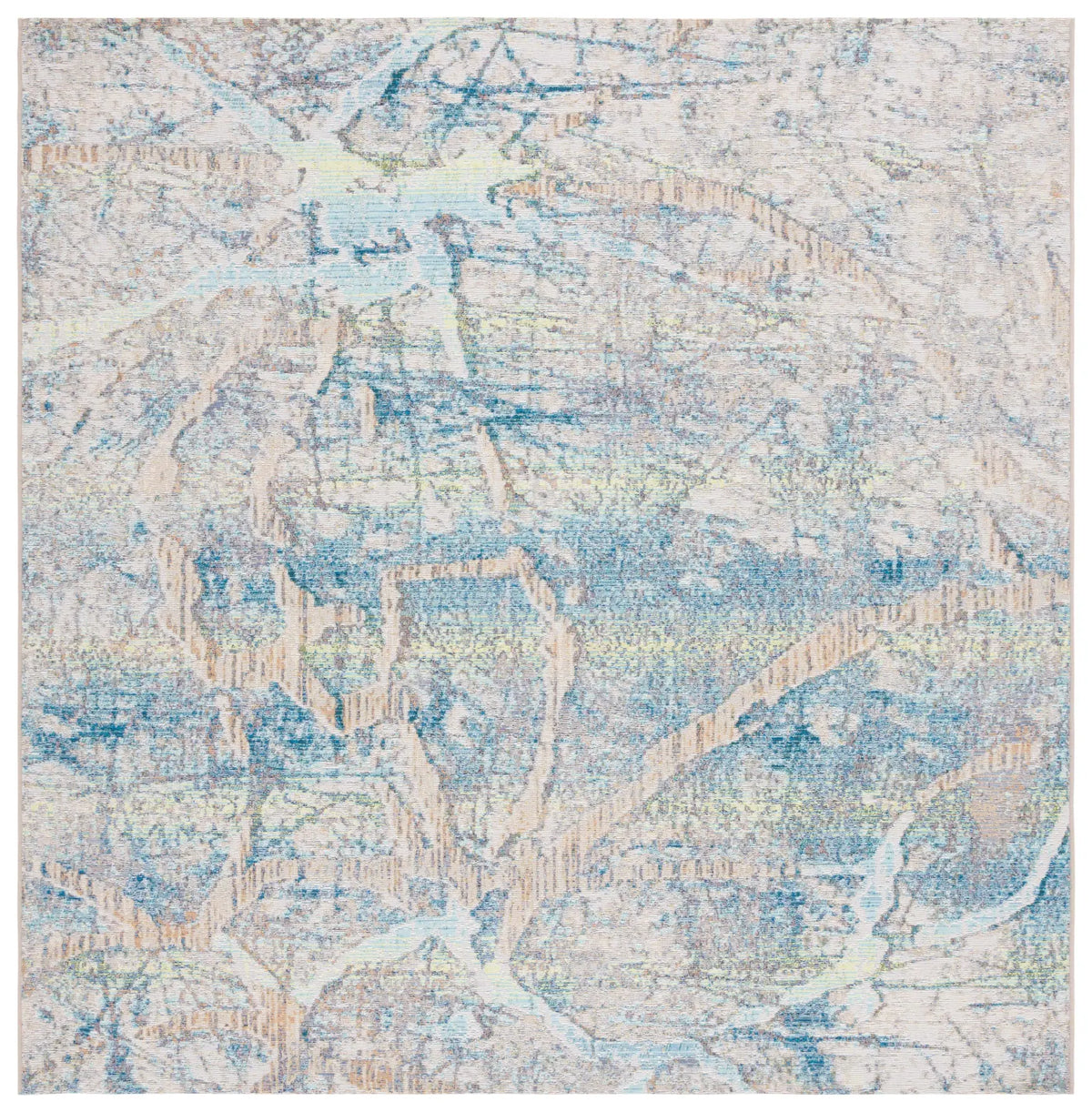 Safavieh Barbados 500 6'-6" x 6'-6" Rug in Ivory Blue / Green