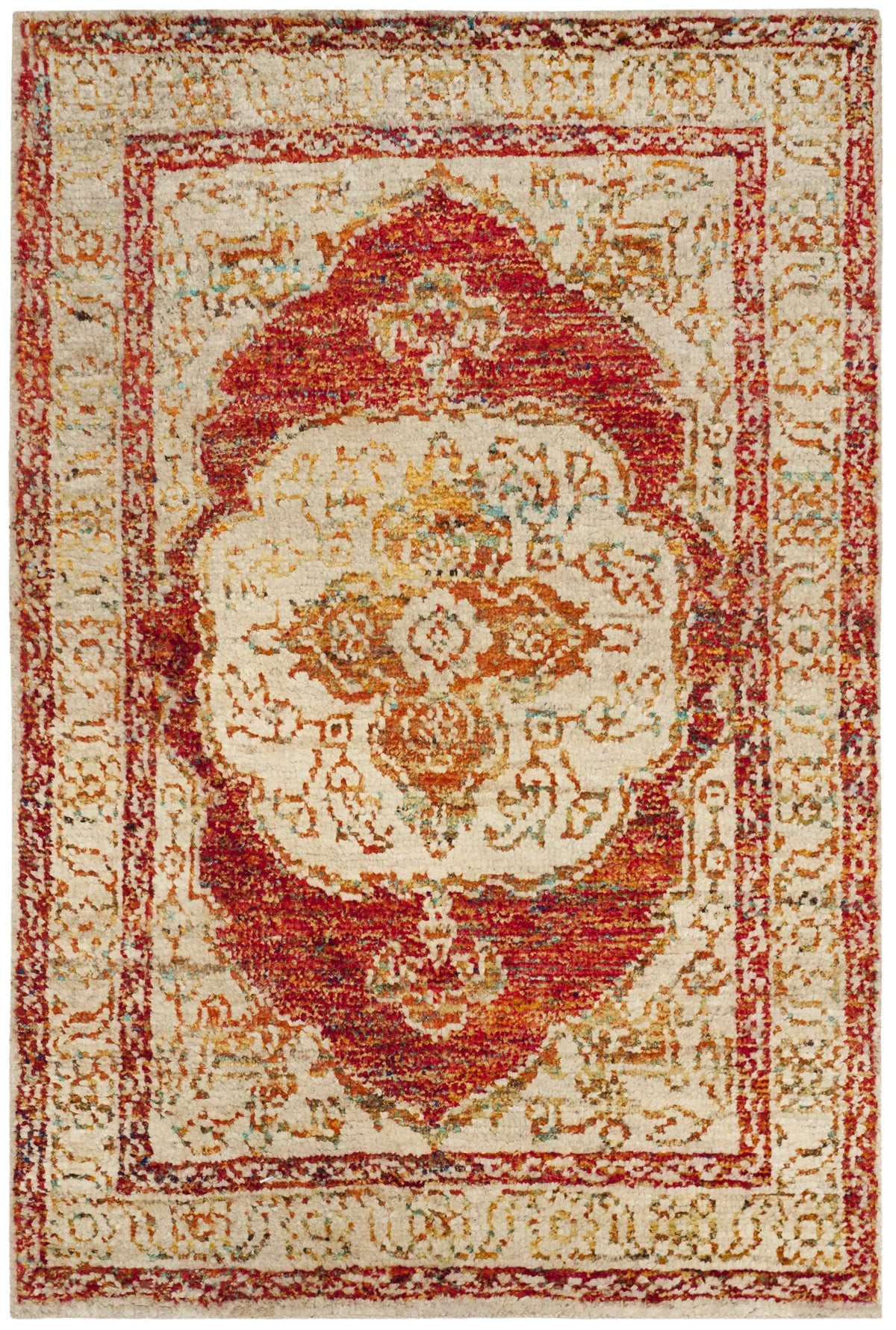 Safavieh Tangier 4'-0" x 6'-0" Rug in Red Orange / Beige