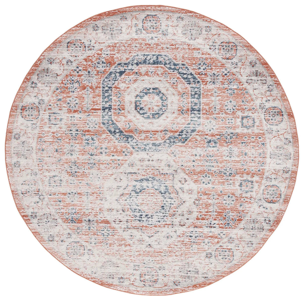 Safavieh Madison 800 6'-7" x 6'-7" Rug in Rust / Ivory