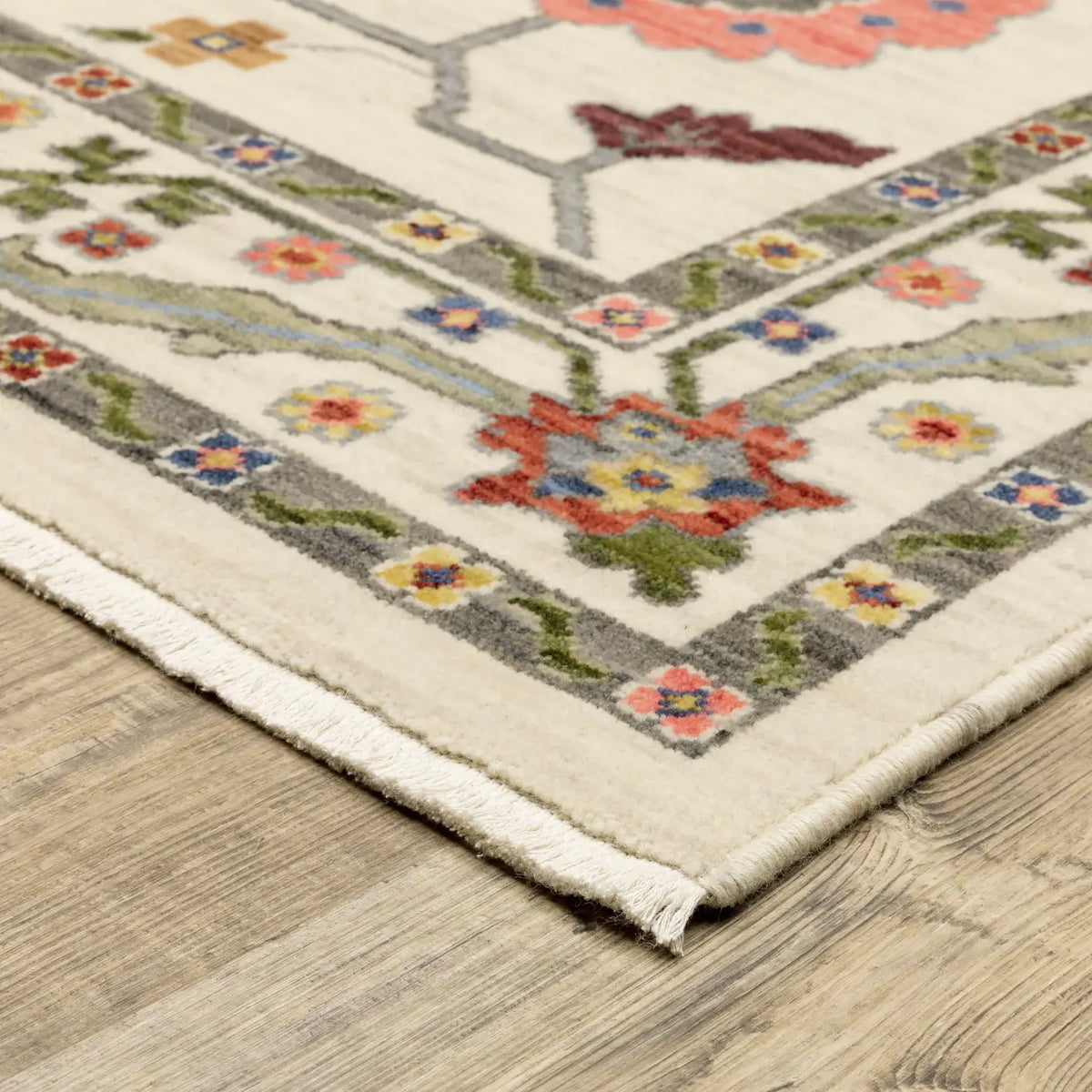 Oriental Weavers Lucca 5506W Ivory/ Multi Rug - corner detail