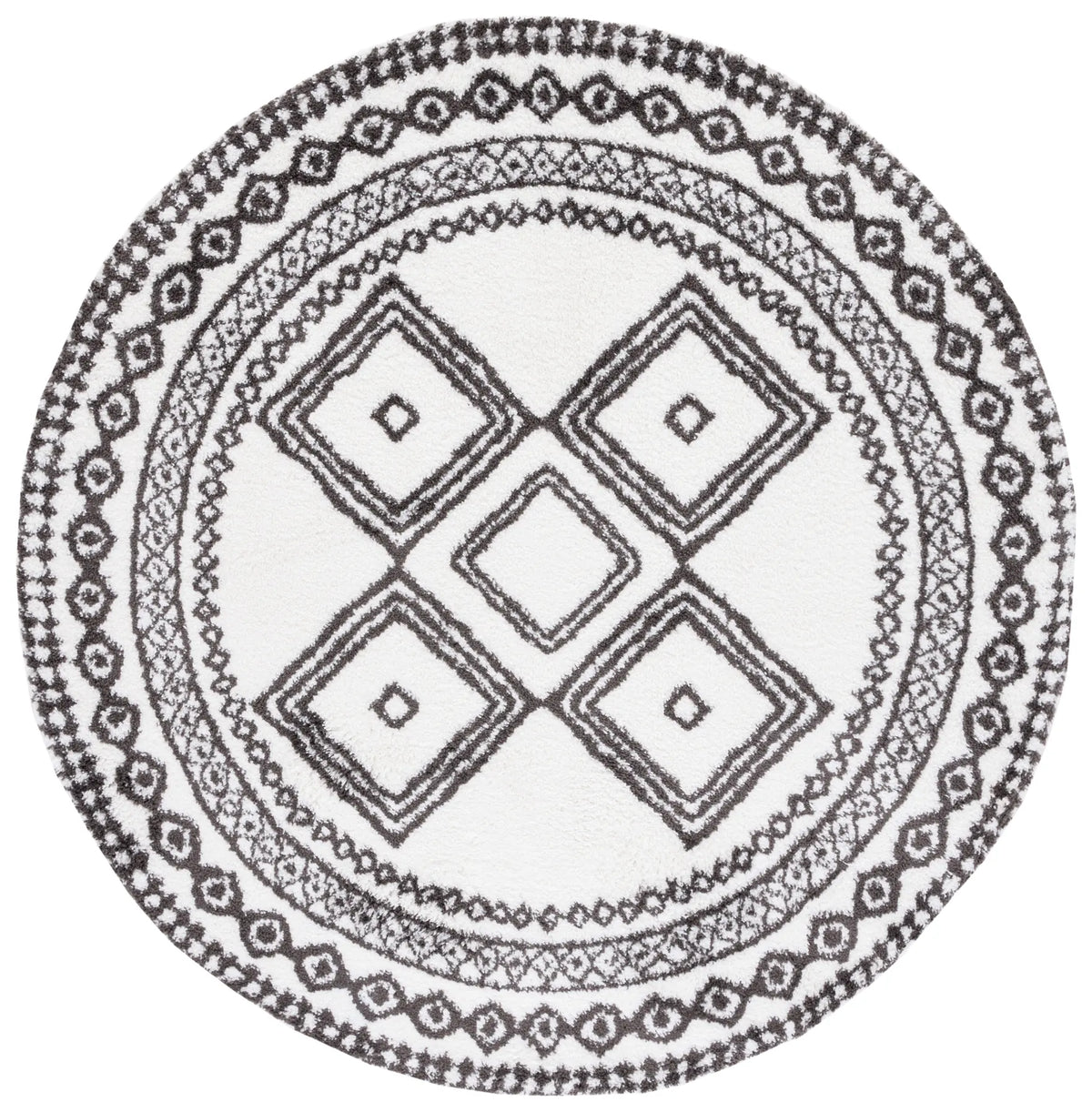 Safavieh Berber Shag 7'-0" x 7'-0" Rug in Ivory / Dark Grey