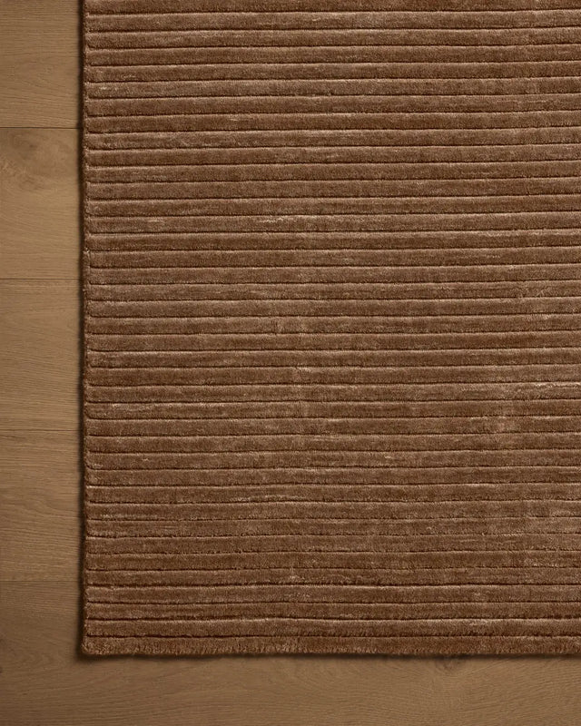 Loloi Sterling Stl-01 Mocha Rug - corner on wood