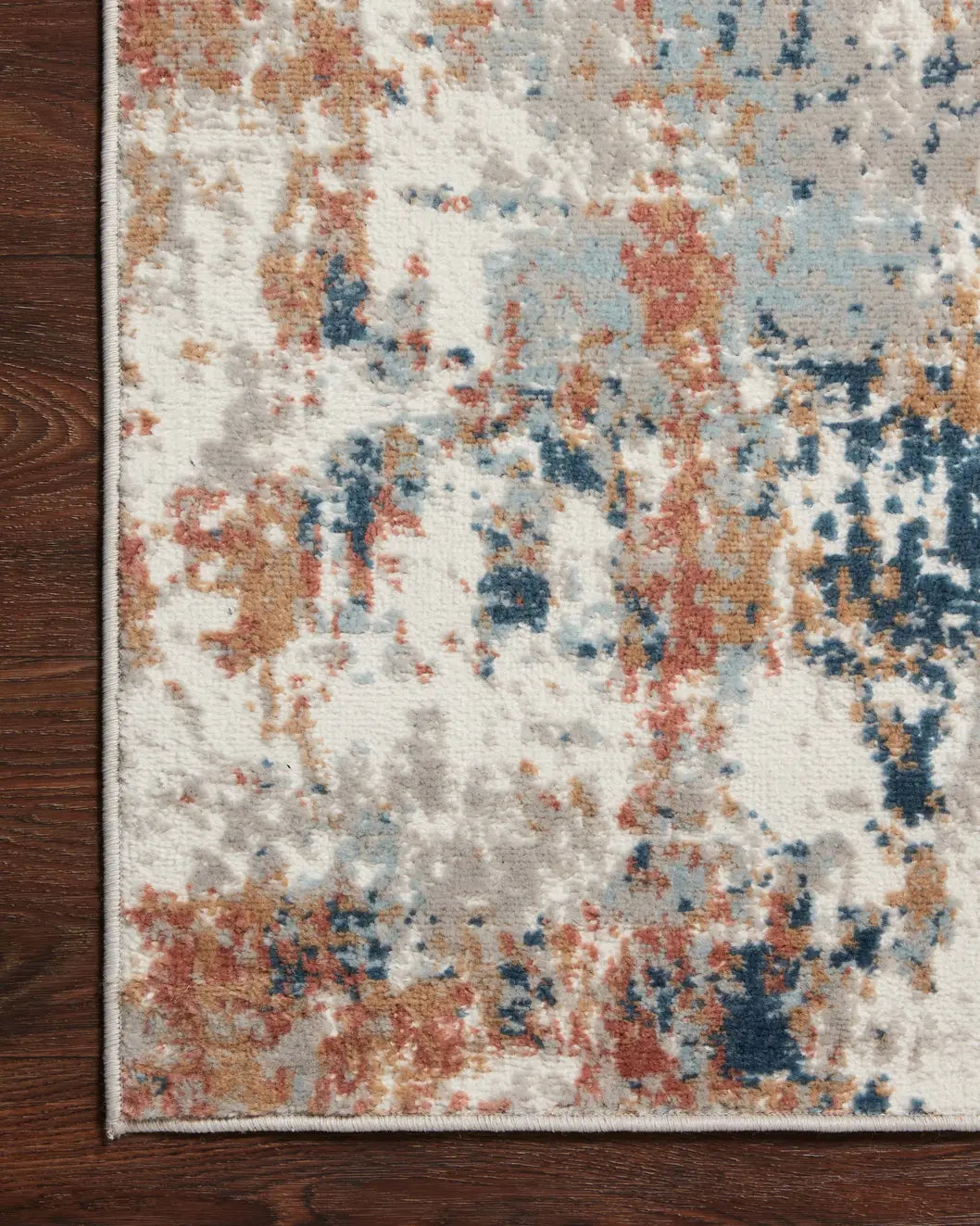 Loloi Bianca Bia-03 Ivory/Multi Rugs - corner on wood