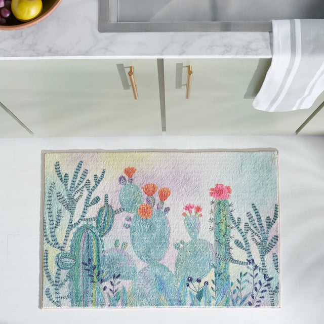 Safavieh Door And Kitchen Mat 2'-3" x 3'-9" Rug in Fuchsia / Turquoise