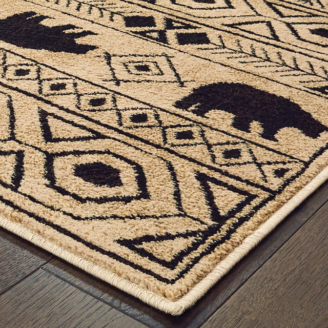 Oriental Weavers Sphinx Woodlands 9651A Ivory / Black Rugs - corner detail