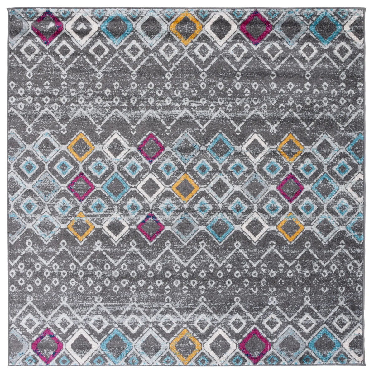 Safavieh Amsterdam 6'-7" x 6'-7" Rug in Dark Grey / Ivory