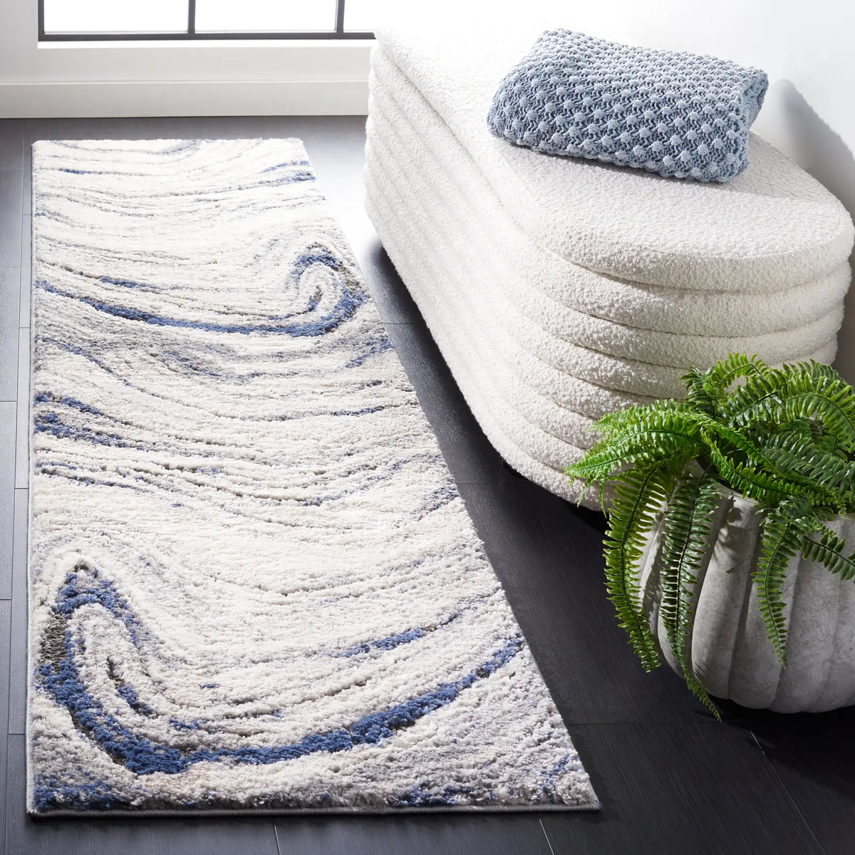 Safavieh Petra 2'-3" x 8'-0" Rug in Light Beige / Blue