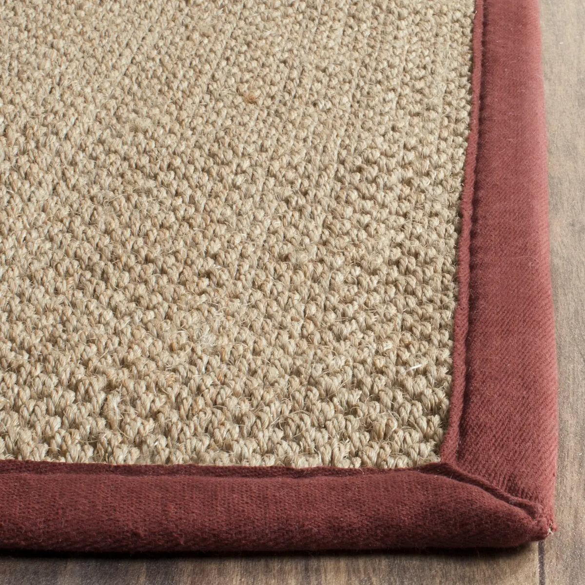 Safavieh Natural Fiber 10'-0" x 14'-0" Rug in Natural / Burgundy Red