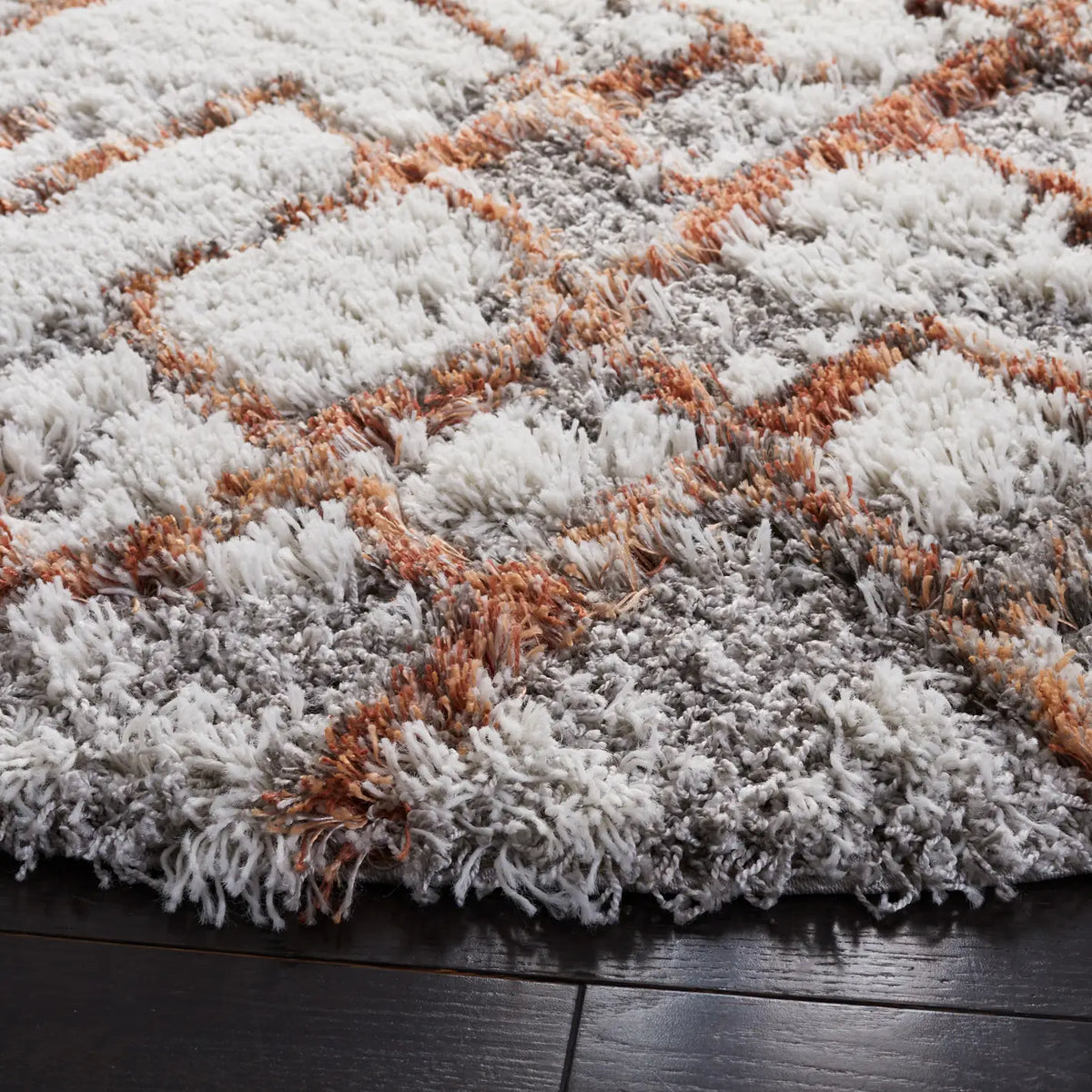 Safavieh Horizon Shag 800 6'-7" x 6'-7" Rug in Ivory / Rust
