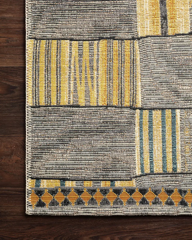 Loloi Mika Mik-10 Granite / Multi Rugs - corner on wood