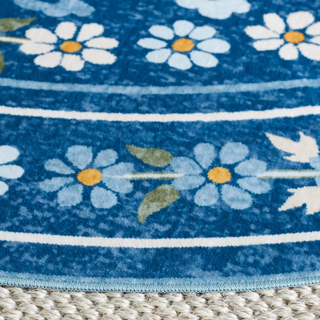 Safavieh Martha Stewart Washable 6'-0" x 6'-0" Rug in Dark Blue / Beige
