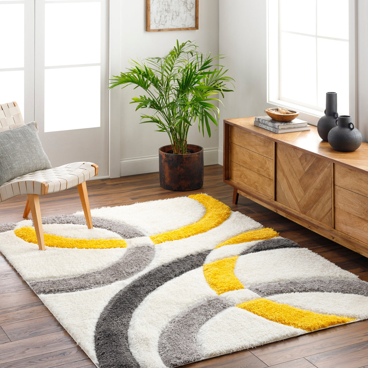 Surya Bologna Bog-2307 Beige, Light Silver, Sunflower, Metallic - Silver Rug.