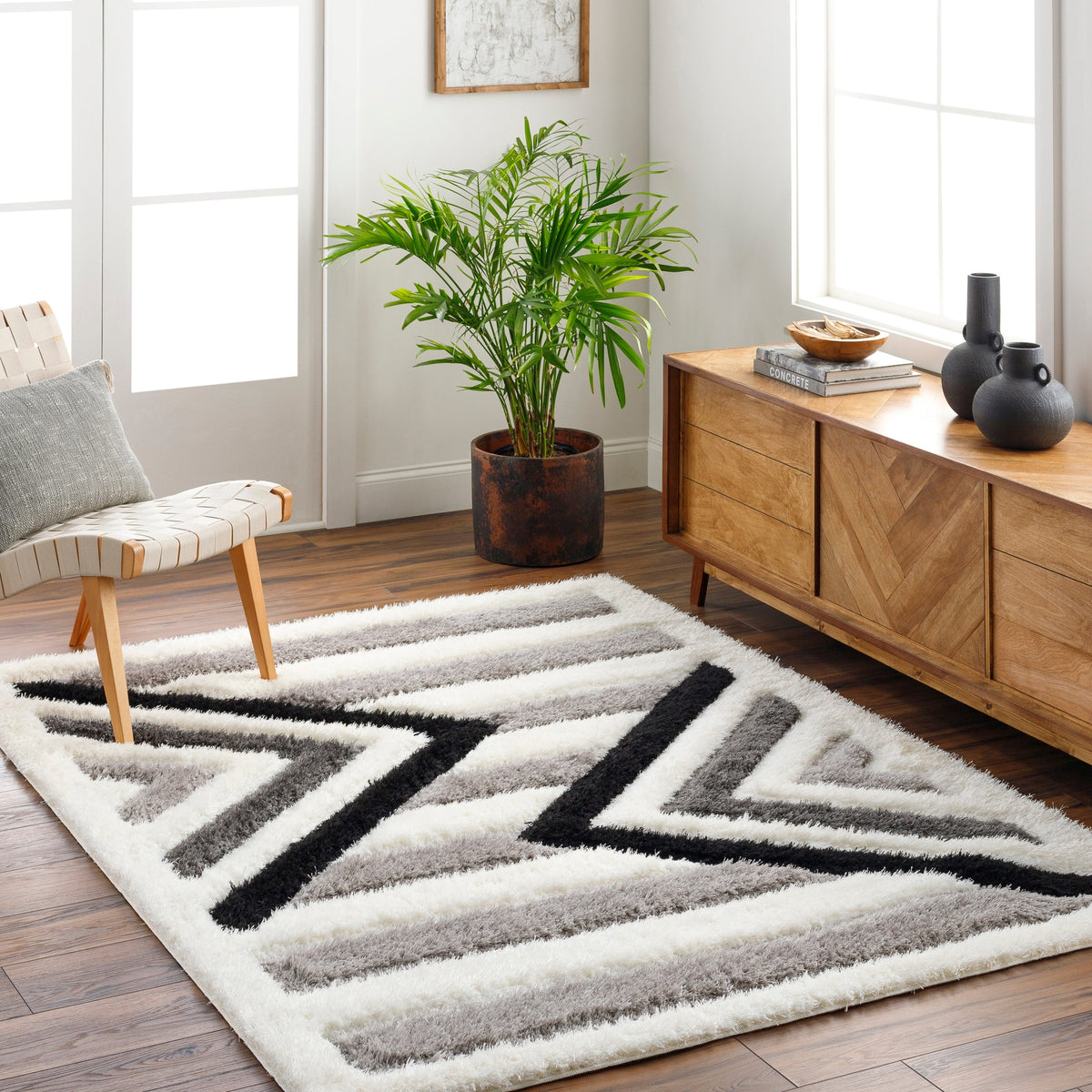 Surya Bologna Bog-2314 Light Silver, Off-White, Jet Black, Sage Rug.
