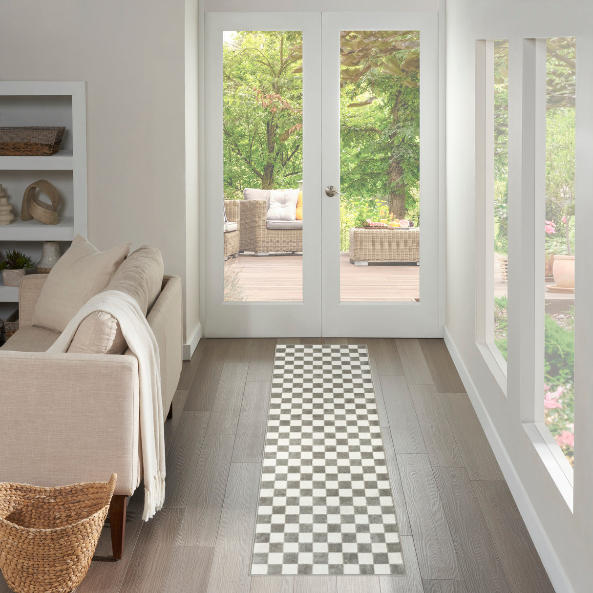 Nourison Serenity Home SRH09 Ivory Grey Contemporary Area Rugs