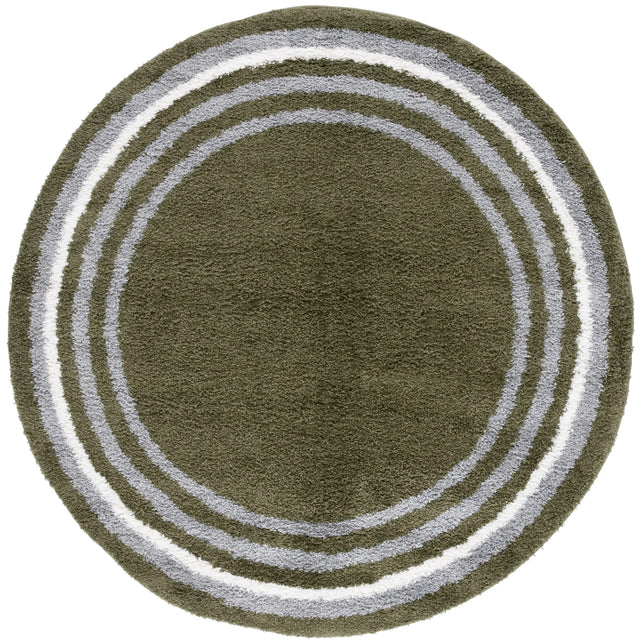 Safavieh Border & Stripe Shag 200 6'-7" x 6'-7" Rug in Green
