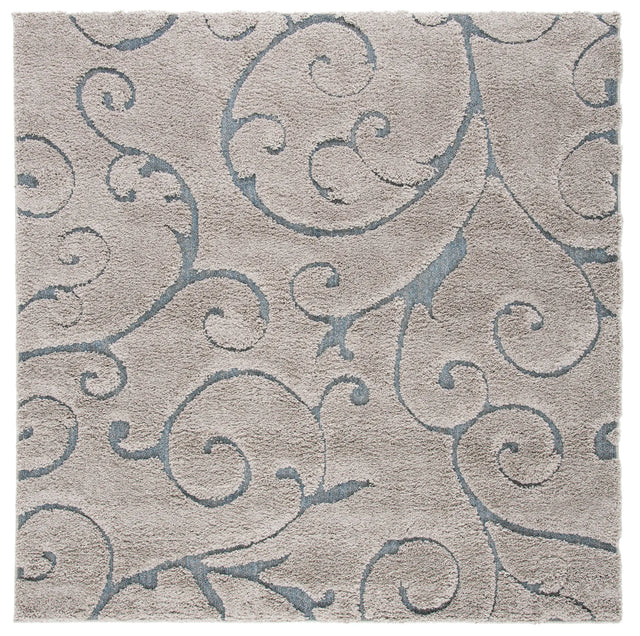 Safavieh Florida Shag 6'-7" x 6'-7" Rug in Grey / Light Blue