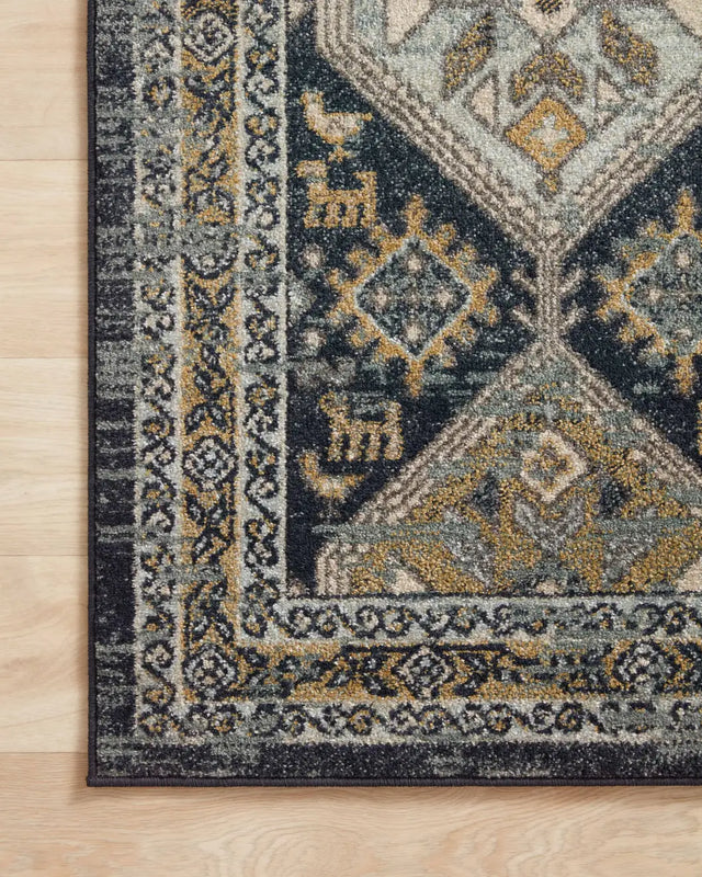 Loloi Jocelyn Joc-02 Navy/Blue Rugs - corner on wood