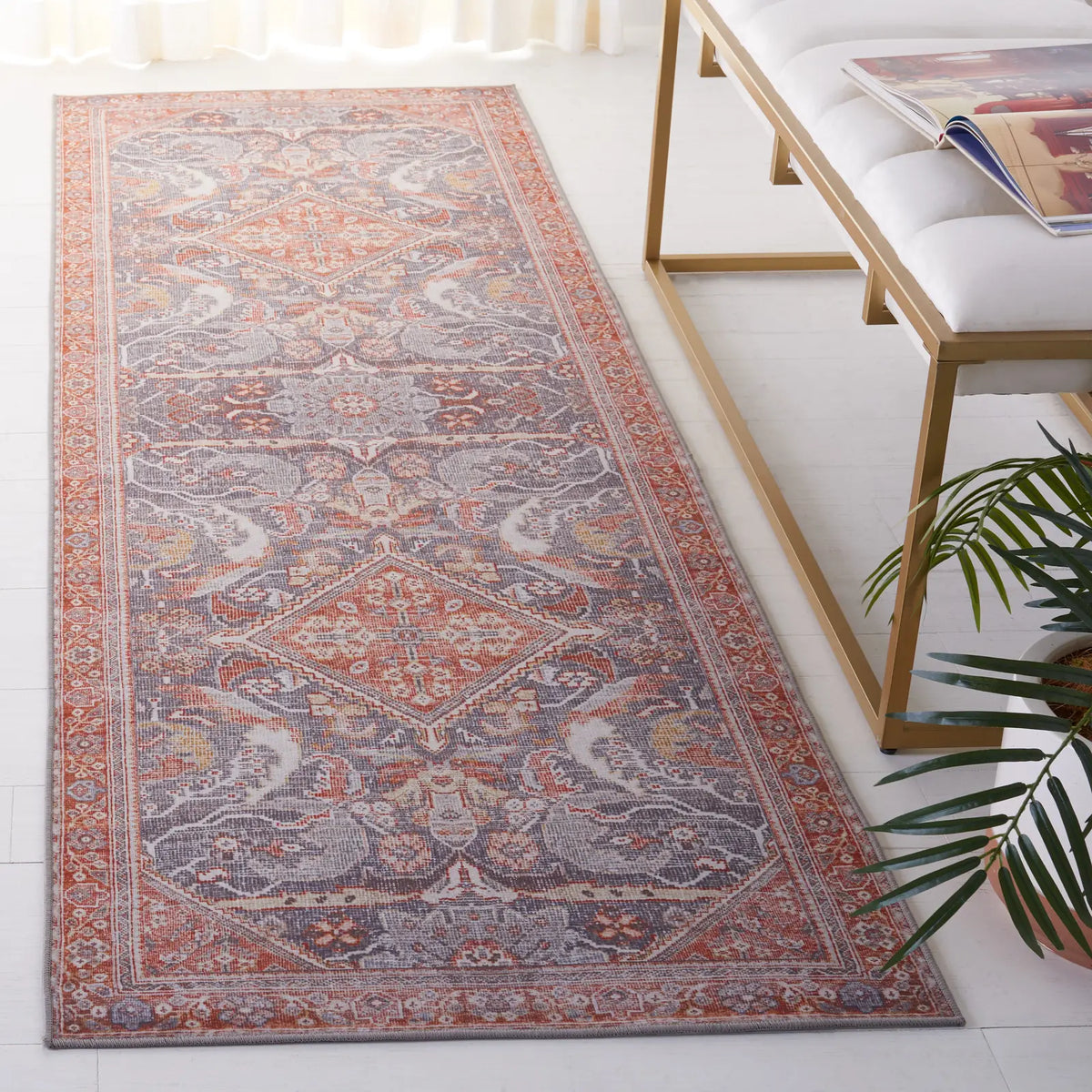 Safavieh Tucson 2'-6" x 8'-0" Rug in Grey / Rust