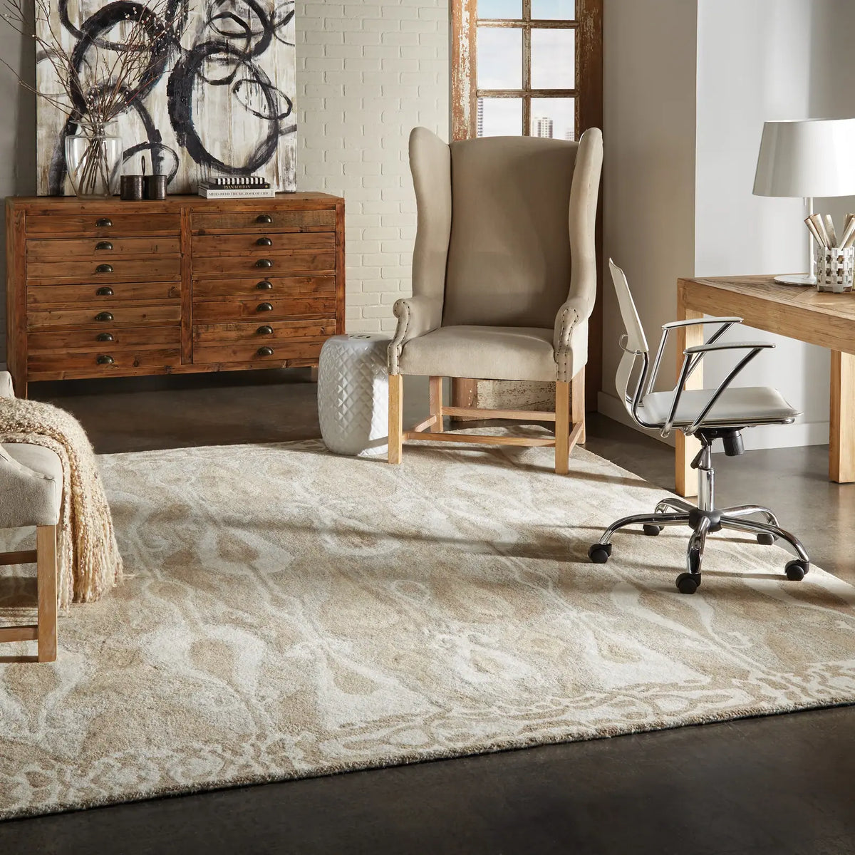Oriental Weavers Sphinx Anastasia 68000 Ash / Sand Rugs - room scene