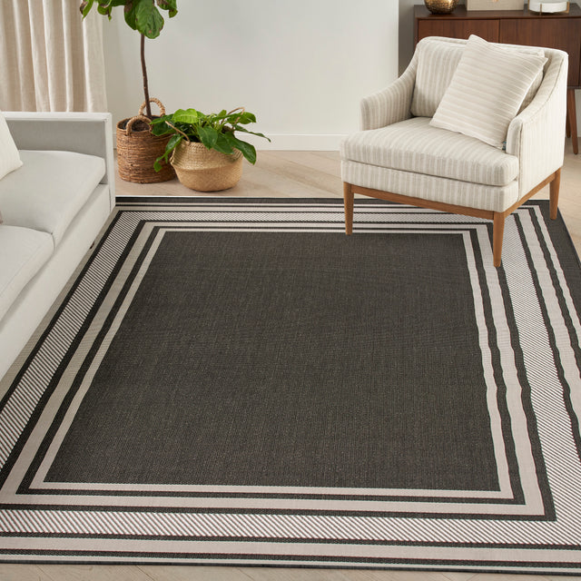 Nourison Horizon Indoor/Outdoor HOZ03 Black Contemporary Area Rugs