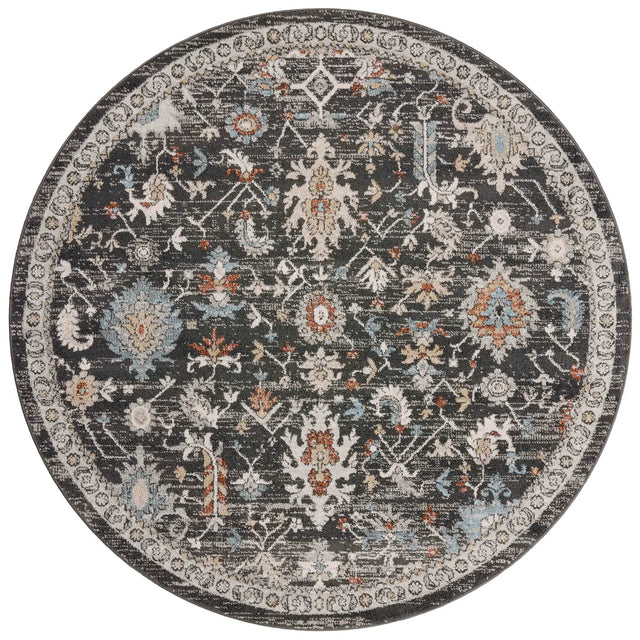 Loloi Odette Odt-04 Charcoal/Multi Rug - round flat