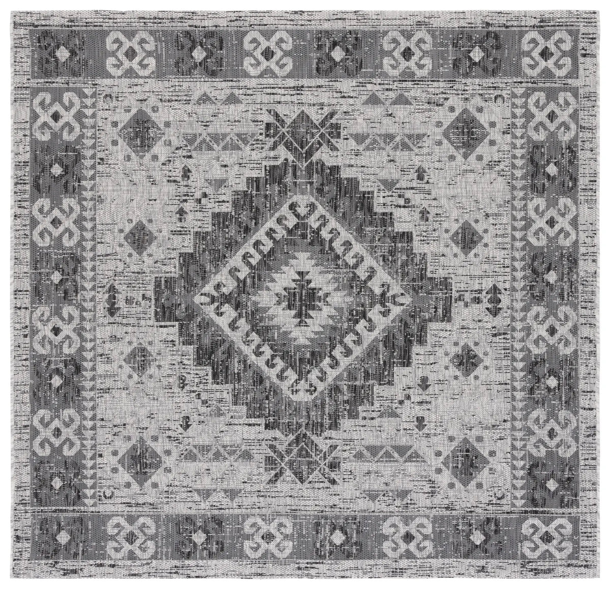 Safavieh Courtyard 6'-7" x 6'-7" Rug in Light Grey / Charcoal