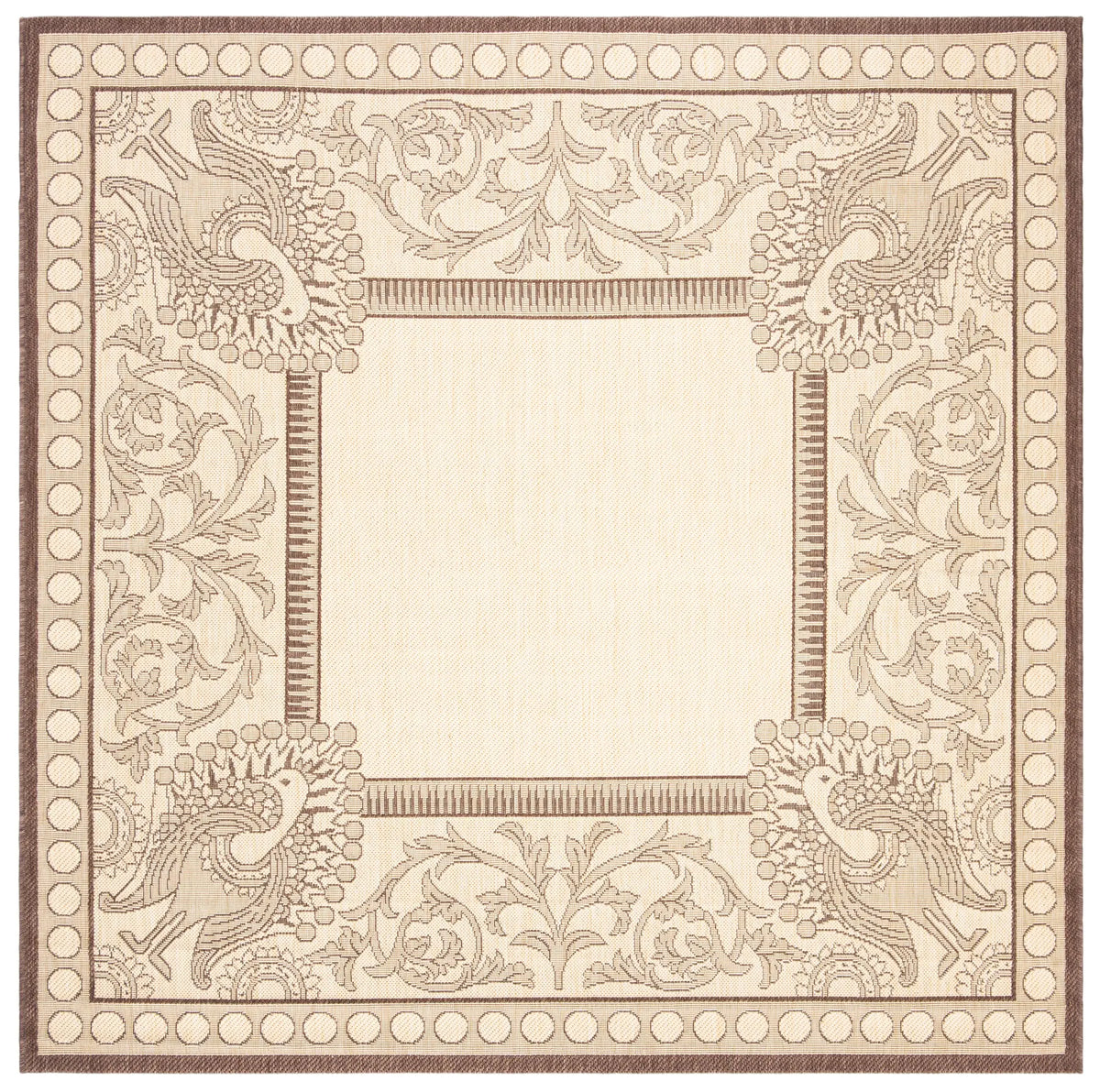 Safavieh Courtyard 6'-7" x 6'-7" Rug in Natural / Chocolate