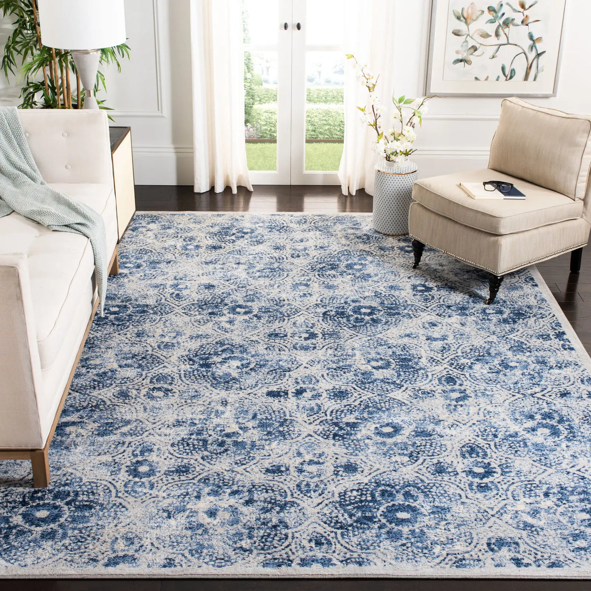 Safavieh Martha Stewart 28 10'-0" x 13'-0" Rug in Cream / Blue